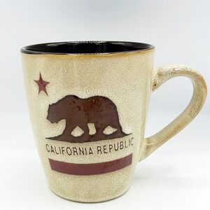 California Republic State Bear and Star Tan and Brown Mug